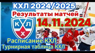 КХЛ Результаты матчей 14112024 кхл таблица расписание [upl. by Aizat]