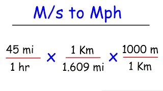 How To Convert Miles Per Hour to Meters Per Second  mph to ms [upl. by Elatsyrc]