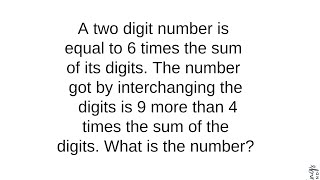 A two digit number is equal to 6 times the sum of its digits The number got by [upl. by Ezara268]