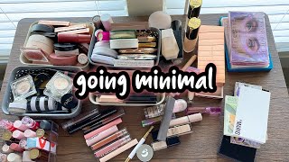 decluttering my ENTIRE makeup collection to go minimal [upl. by Namielus]