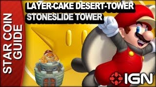 New Super Mario Bros U 3 Star Coin Walkthrough  LayerCake DesertTower Stoneslide Tower [upl. by Ettenay628]