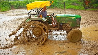 John deere 5310  puddling with double cage wheel  5310 [upl. by Erwin]