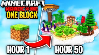 I Survived 50 Hours In ONE BLOCK SKYBLOCK In Minecraft Hardcore [upl. by Anyahs]