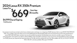 Lease the 2024 Lexus RX 350h Premium at Lexus of Riverside [upl. by Blithe]