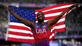 Worlds fastest man  US track star Noah Lyles wins gold medal in 100meter final [upl. by Nelyk]