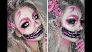 Pink Glitter Skull Halloween Make Up Tutorial [upl. by Libbna]