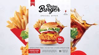 Burger Restaurant Flyer Design  Photoshop Tutorial [upl. by Ayomat930]