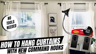 HOW TO HANG CURTAINS WITH THE NEW COMMAND CURTAIN HOOKS NO HOLES OR TOOLS APARTMENT FRIENDLY [upl. by Etnovert474]