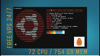 VPS Gratis 72 CPU  754 GB RAM Unlimited  Jupyter Alternatif 🌰 [upl. by Matronna989]