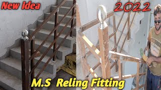 how to make a metal stairs  modern railing design  pipe railing design  M S RAILING FITTING [upl. by Idoux391]