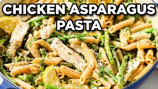 Juicy Chicken Asparagus Pasta with Lemon  30 Minute Family Dinner Idea [upl. by Sonja489]