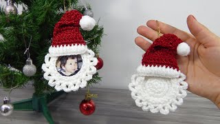 Portarretrato Navideño de Santa Claus TEJIDO A CROCHET [upl. by Llerihs]