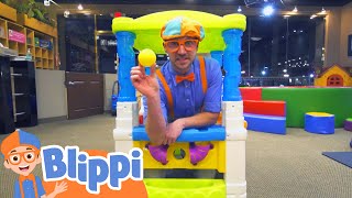 Blippi Visits an Indoor Playground  Kids Fun amp Educational Cartoons  Moonbug Play and Learn [upl. by Aicelav]