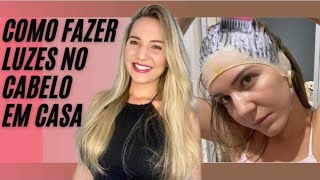 COMO FAZER LUZES NO CABELO EM CASA NA TOUCA  Parte 1 [upl. by Dre]