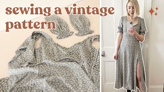 Making a DREAMY Midi Dress from a Vintage Sewing Pattern  Sew With Me [upl. by Fulvia323]