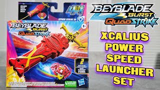 NEW Beyblade Burst QuadStrike XCALIUS POWER SPEED LAUNCHER SET  Unboxing and Review Hasbro [upl. by Enyawal]