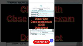 class 12 date sheet cbse board exam 2025  date sheet cbse board exam 2025 class12 shorts exam2025 [upl. by Nus]