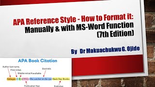 APA Reference Style  How to Format it Manually amp with MSWord Function 7th Edition [upl. by Eelana787]