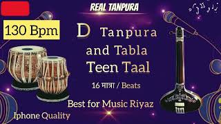 130 D Tanpura with Tabla Teen Taal 130 Bpm  Iphone Best Quality  Real Tanpura Prateek [upl. by Ojaras80]