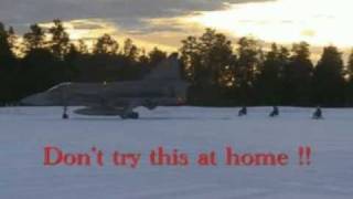 Snowracer behind a fighter Viggen in Sweden [upl. by Druci993]