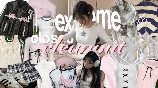 🩰 EXTREME CLOSET CLEANOUT MAKEOVER  TOUR 🎧🎀 organization decluttering aesthetic coquette｡˚♡ [upl. by Renzo741]