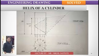 Engineering Drawing  Helix of a cylinder  Easy Drawing techniques  Learn with nikhil [upl. by Rehpatsirhc]