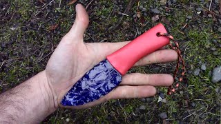 Making a Glass Skinning Knife Out of a Blue Bottle Dish and PVC Handle [upl. by Kennie]