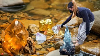 I found the treasure cave in the cliff while I was digging for crystals [upl. by Aloibaf]