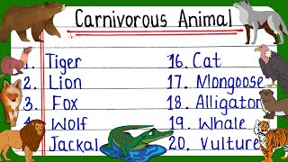 30 Carnivorous Animals Name  Carnivores Animals Name in English  Flesh eating Animals [upl. by Telocin]