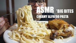 ASMR Eating Sounds CREAMY ALFREDO PASTA BIG BITES  SAVAGE EATING NO TALKING [upl. by Cortney581]