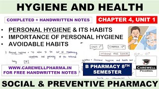 Hygiene and health  Chapter 4 Unit 1  Social and preventive pharmacy 8th Semester [upl. by Jerrilyn]