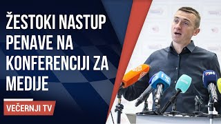 Žestoki nastup Penave na konferenciji za medije Napadao novinare mahao Novostima pričao o Tesli [upl. by Lenaj]