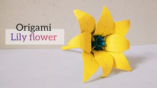 Origami Lily  How to make paper lily  Origami flowers [upl. by Dobb682]