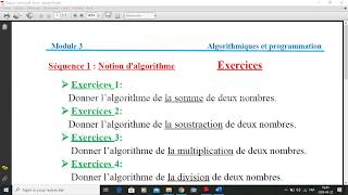 Exercice 1et 5notion d algorithme [upl. by Clein]