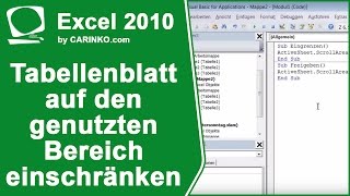 MS Office 2010 ExcelTabellenblatt auf den genutzten Bereich einschränken mit VBA  carinkocom [upl. by Rednave253]