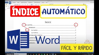 🟢Cómo hacer un índice AUTOMÁTICO en WORD ✅ FÁCIL Y RÁPIDO [upl. by Fanestil183]