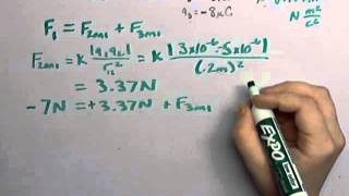 Coulombs Law between three charges on the same axis YF 2119 [upl. by Maunsell960]