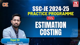 LIVE SSCJE 202425 Practice Programme  Estimation Costing  Civil Engineering  MADE EASY [upl. by Anirdnaxela404]