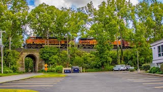 CSX B11506 with 2 BNSF and a end DPU in Fairport NY 9724 [upl. by Maxine197]