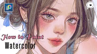 Watercolor Portrait in ibisPaintx  Step by step tutorial🎨 ibispaintx [upl. by Seaton33]