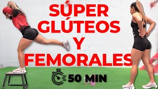 SUPER GLÚTEOS y FEMORALES con MANCUERNAS en CASA 50 MIN [upl. by Rorrys]