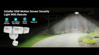 Ustellar 55W LED Security Lights with Motion Sensor amp D2D amp Remote Controller [upl. by Allyce]