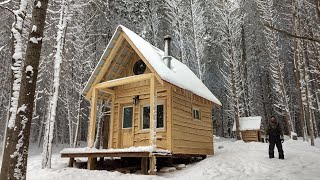 BUILDING a Small Cabin in the WOODS COMPLETE BUILD [upl. by Nyladnor380]