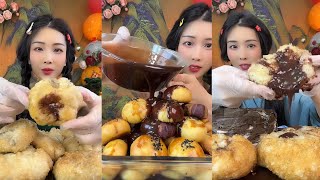 【ASMR】【MUKBANG】 油炸糕 CHOCOLATE lava MOCHI mukbang dessert  real chewing sound EAT FOOD YUMMY [upl. by Lerred]