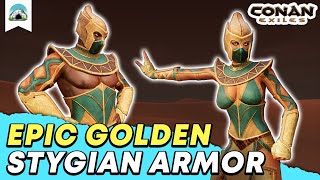 Golden Stygian Raider Armor How to get the Armor  Surge amp Purge Defender Journey  Conan Exiles [upl. by Hilaria]