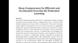 Deep Compression for Efficient and Accelerated Over the Air Federated Learning [upl. by Jacki]