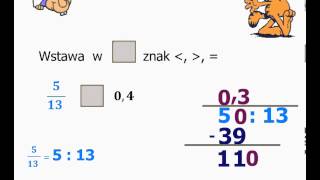 Porównywanie ułamków zwykłych i dzięsiętnych [upl. by Enomor]