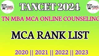 TANCET 2024  MCA RANK LIST  2020202120222023  MBA MCA ONLINE COUNSELING  talkingtamila [upl. by Illek]