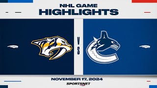 NHL Highlights  Predators vs Canucks  November 17 2024 [upl. by Akel557]