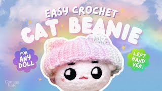 LEFT Crochet Beanie with 1 stitch only 🧶Easy Cat Beanie  CottageKate [upl. by Tillion41]